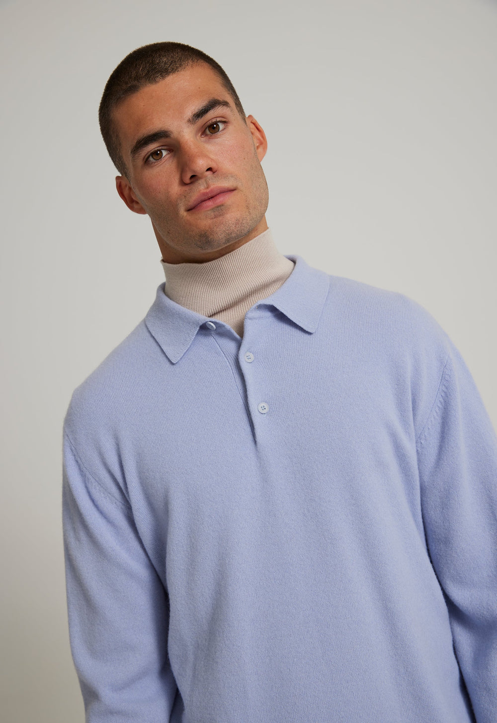 Jac+Jack DAVI WOOL CASHMERE RUGBY in Day Blue
